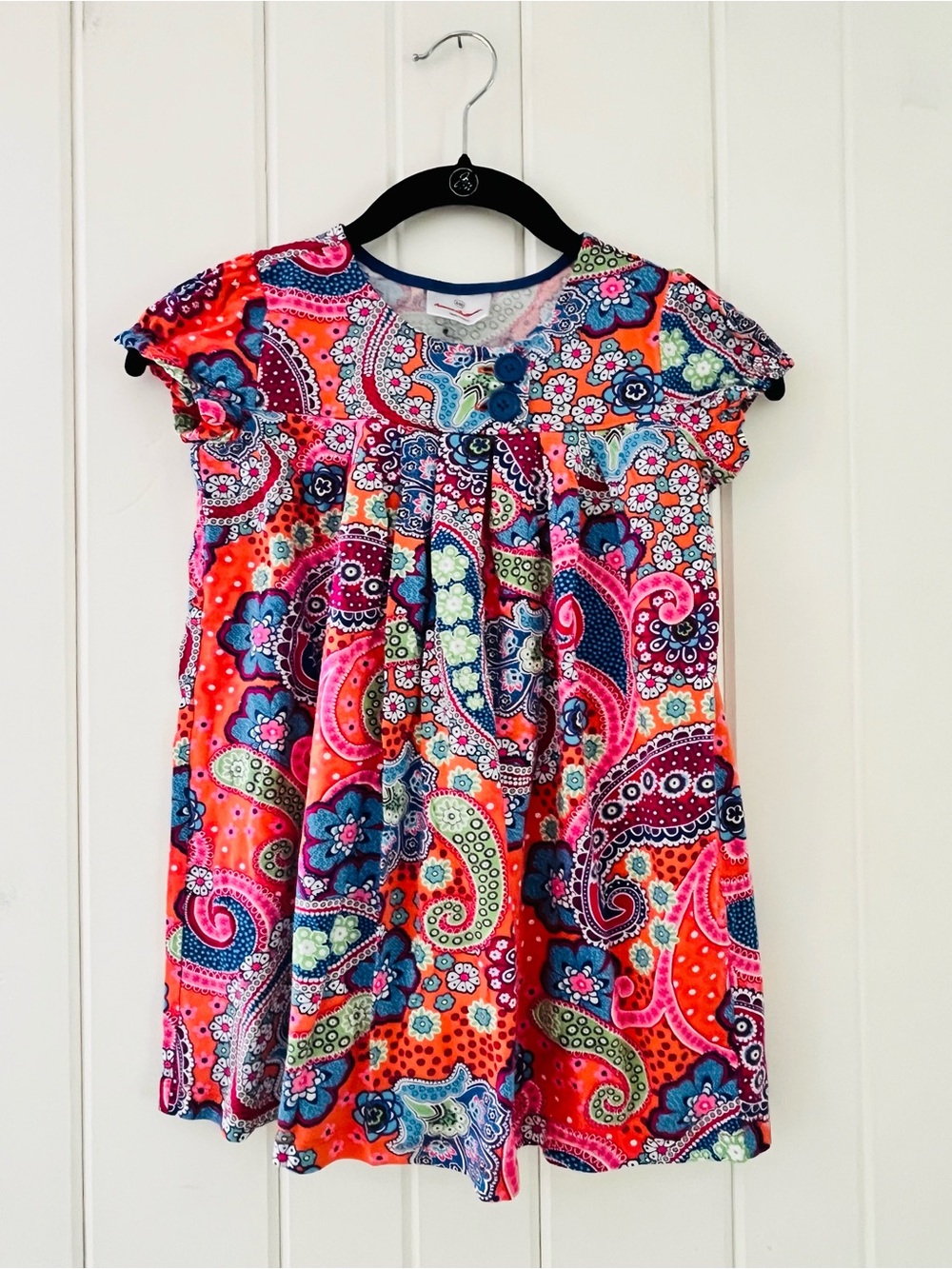 Hanna Andersson Bright Pink Multi Paisley Cotton Dress, Sz 120 (6-7yrs)